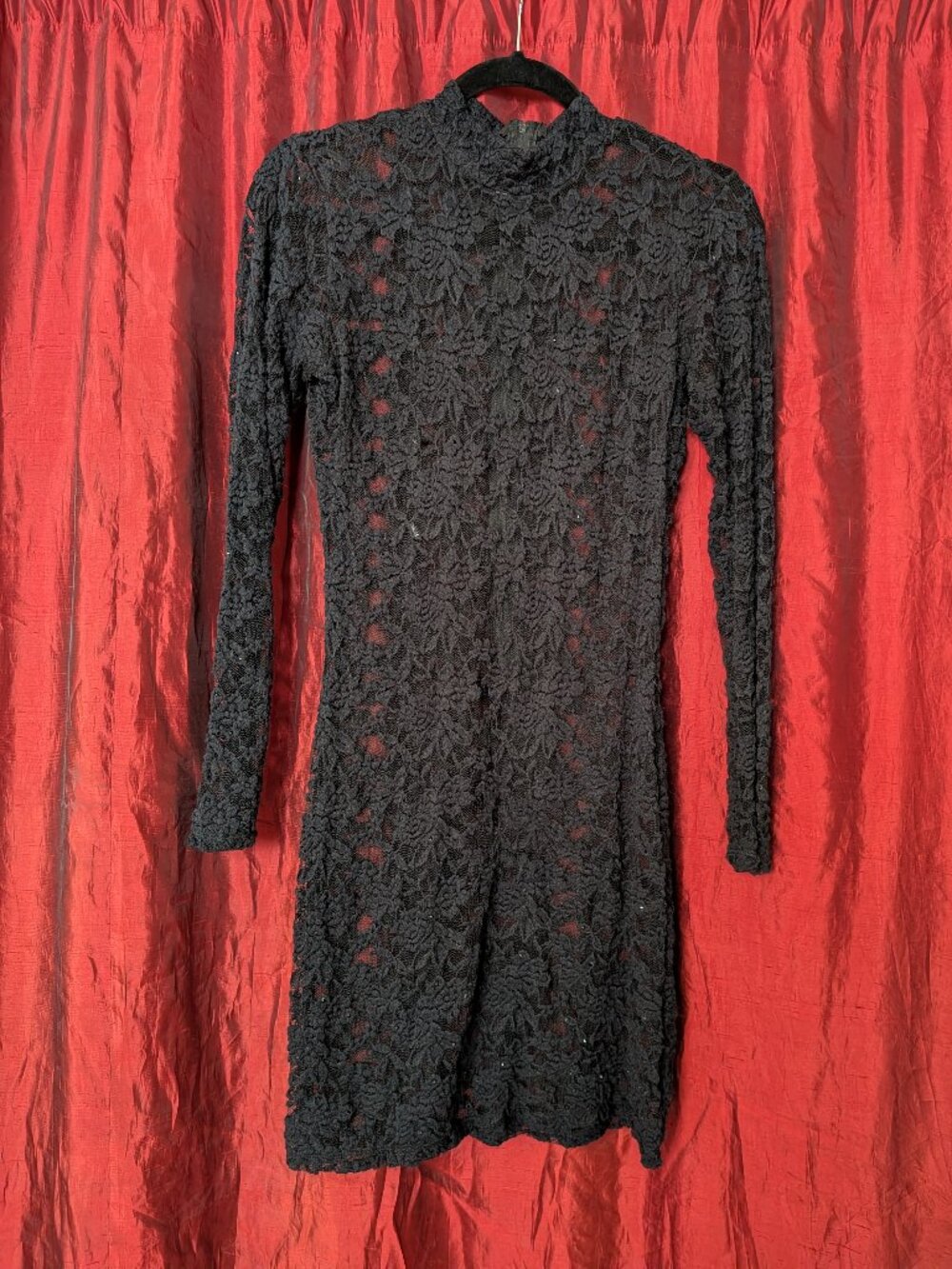 Black Lace Rhinestone Dress L